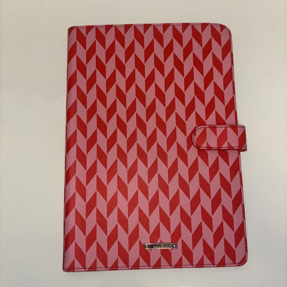 Stella & Dot Pink & Red Chevron Jewelry Travel Organizer Binder Necklace Display